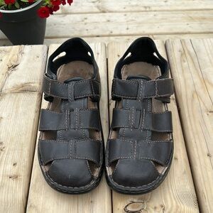 Sz 10.5(44) Men's Josef Seibel Brown Fisherman Style Leather Sandals